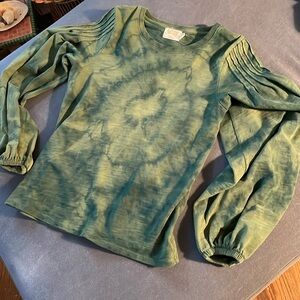 Gorgeous girly green tie-dye Nation LTD cotton bell sleeve long sleeve top XS ❤️